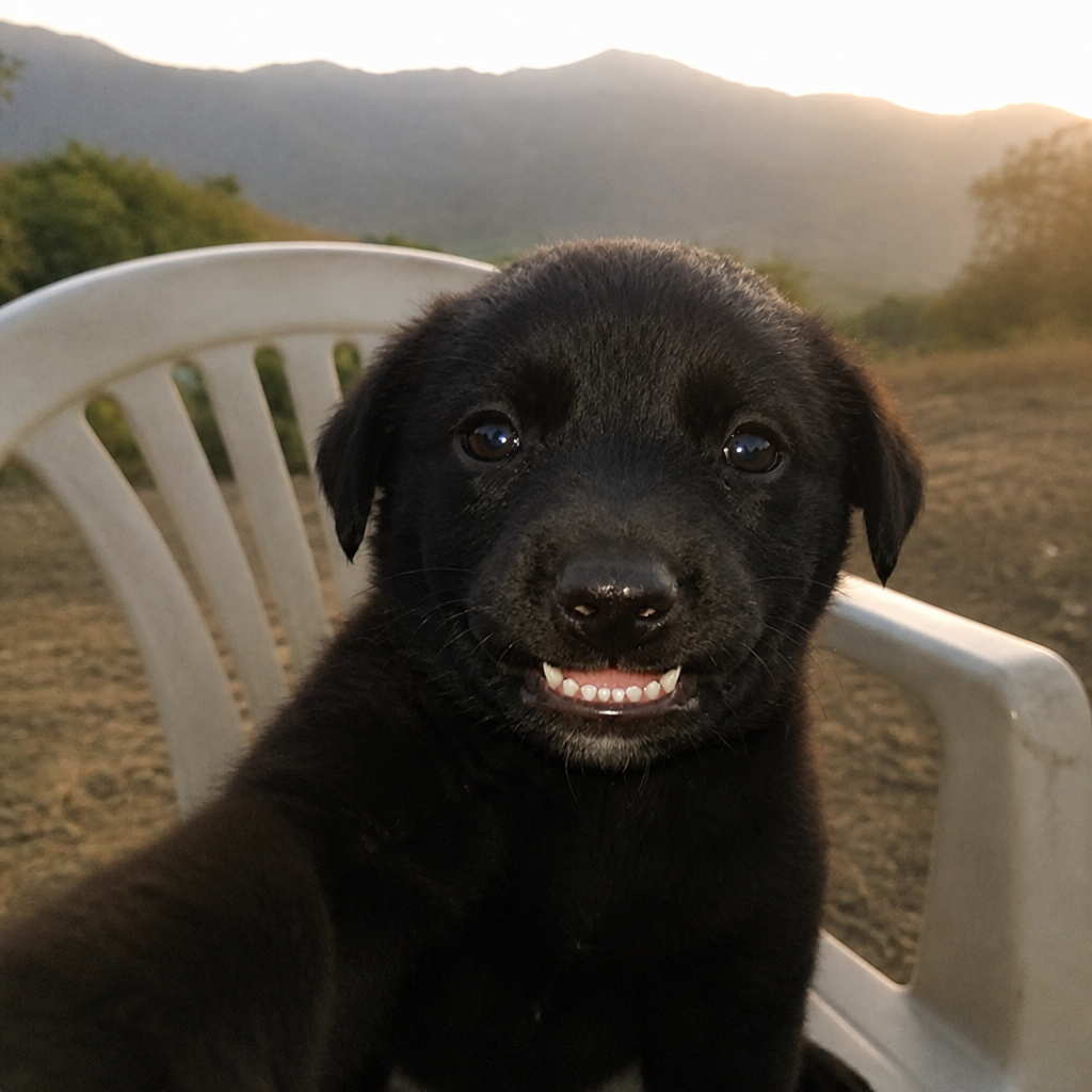 Abel on a chair